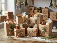 Artisanal food packaging in kraft paper boxes