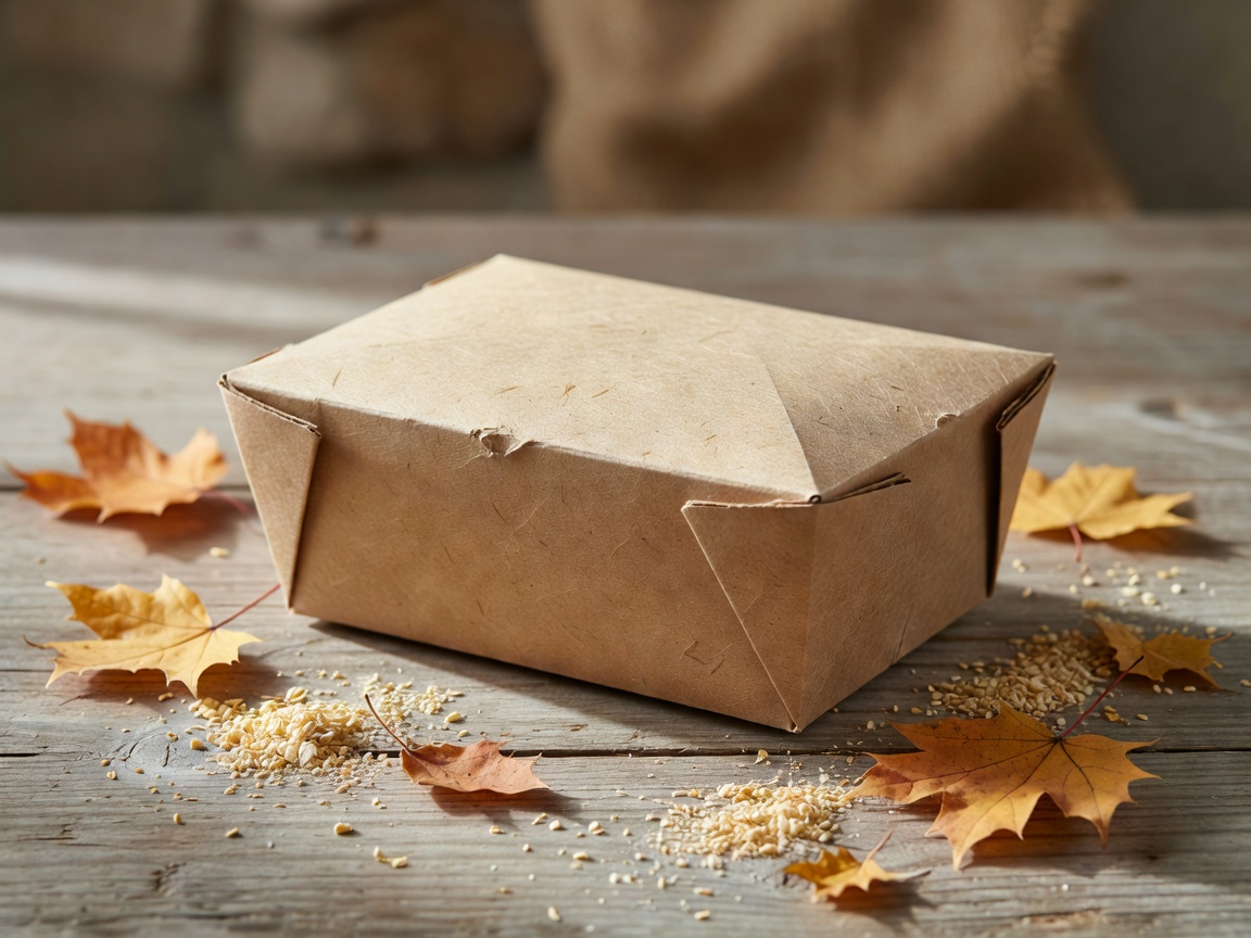 Unbleached kraft food container packaging with natural textures